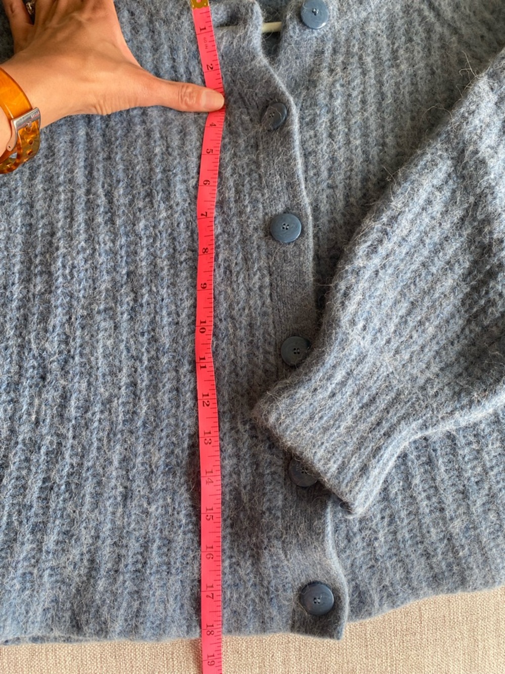 Sezane Soft Blue Button-Front Cropped Cardigan - Picture 5 of 8